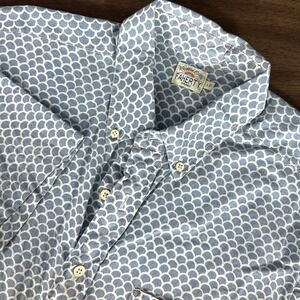 Faherty Playa Short Sleeve Stretch Button Down Shirt Mens Large Fish Scales